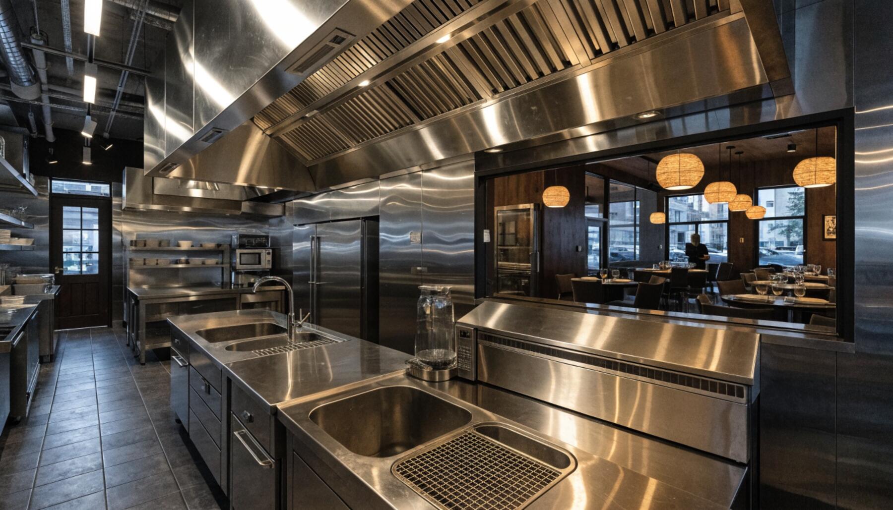 Professional restaurant renovation in Vancouver with commercial kitchen and contemporary dining room